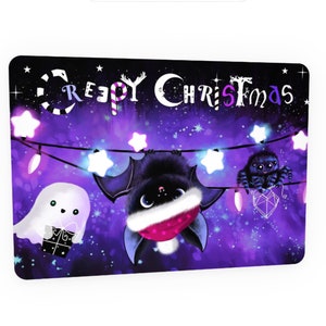 Gothic Weihnachtskarte,Creepy Christmas, Postkarte, Fledermaus, Spinne, Geist
