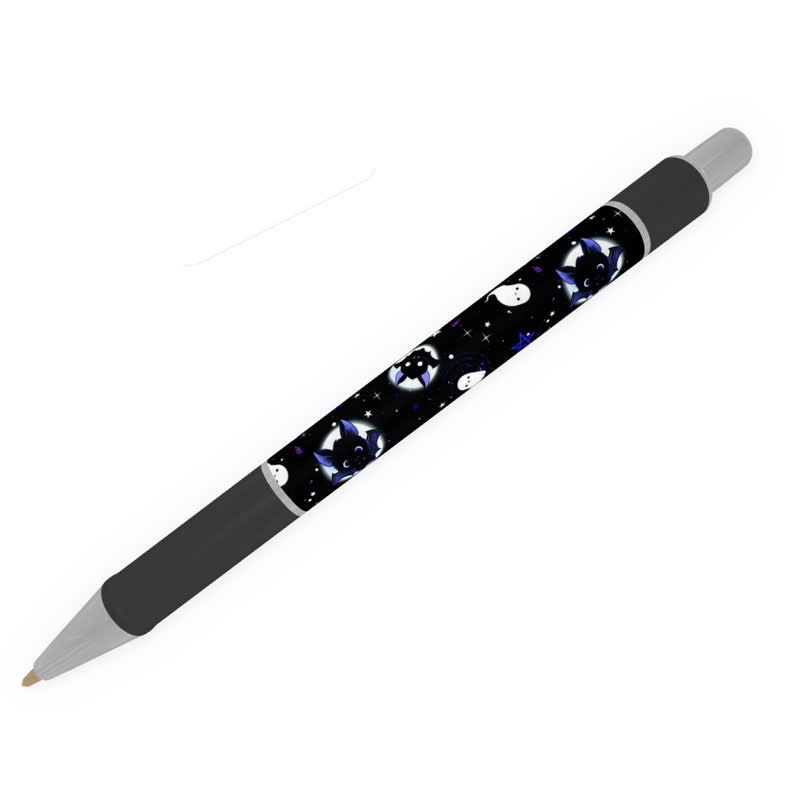 Bats and ghosts ballpoint pen, Halloween pen, black image 7