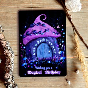 Carte d’anniversaire Magical Fairy House, Anniversaire magique, Carte de vœux, Brillant