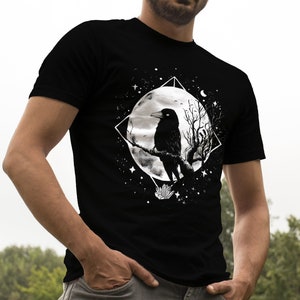 Gothic Crow Unisex T-Shirt, Fairtrade Cotton, Print on demand, PLEASE ORDER SEPARATELY