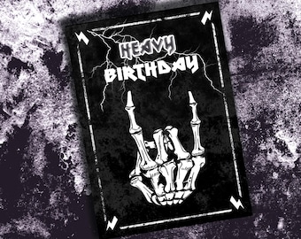 Biglietto di auguri di compleanno Heavy Metal, cartolina per metallari, compleanno Heavy, Rock, Alternativa, Gotica, biglietto di auguri