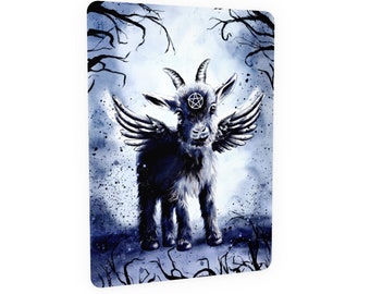 Sweet Baphomet goat postcard, watercolor gothic, witchcraft, velvety soft greeting card