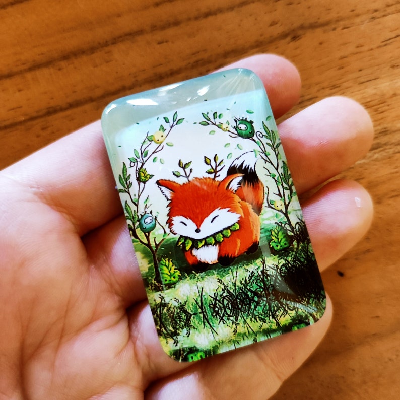 Süsser Fuchs Foksi Magnet, Glasmagnet, Coverminder für Diamondpainting, 5x 3.5 cm, Kühlschrankmagnet Bild 2