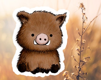 Kawaii wild boar sticker, Tiny Woodys sticker, 5 x 6 cm, Tiny Tami, cute piglet