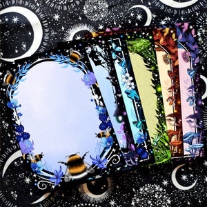A4 SAMPLE STATIONERY set, proefpakket, 9 afzonderlijke vellen, insecten, hommels, gothic, vogels en vossen