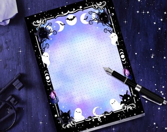 Bat Halloween notepad, A5, Lucius, kawaii ghosts, dotted, Gothic