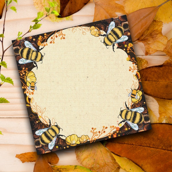 Bienen Notizblock Beezy Beezy, blanko, 15 x 15 cm, Honig, Hummel, Blumen,Insekten, To-Do-Block, 50 Blatt