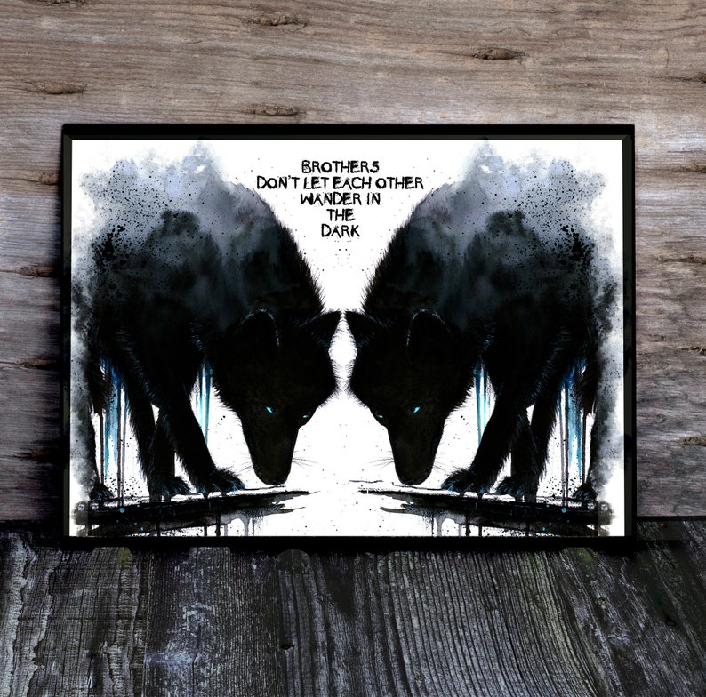 Watercolor Poster Print Blood Brothers Print Wolf Wolf Brothers Wolves Brothers Friends Saying