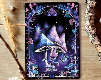 Magic Mushrooms, Gothic Postkarte, Pilze und Motten Grußkarte