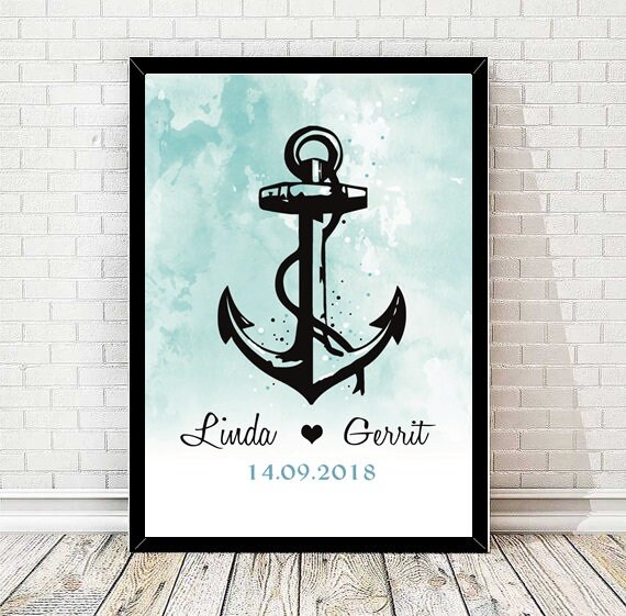 Art Print Wedding Gift Anchor Newlywed Maritim Hamburg Etsy