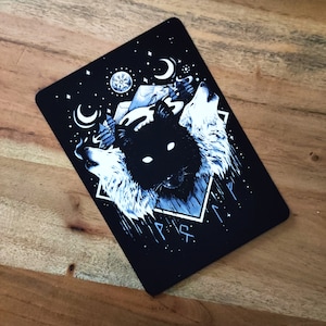 Carte postale veloutée des loups vikings, carte de vœux Vikings Fenrir, Skall et Hati