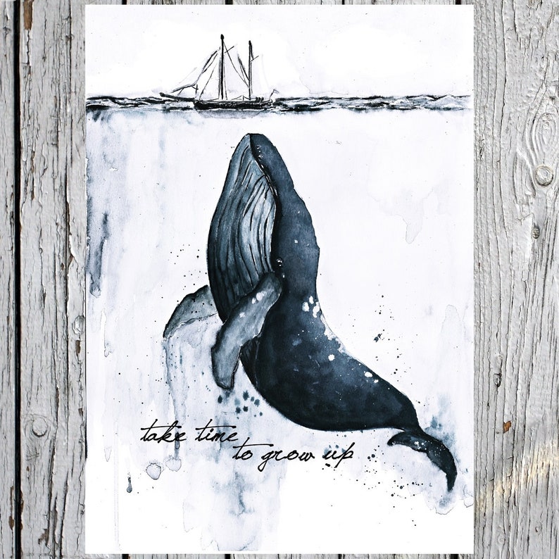 Din A4 Kunstdruck Pottwal - Aquarell Motiv, Ungerahmt, 21x29.7 Cm, Auf 230g/m² Mattem Fotopapier