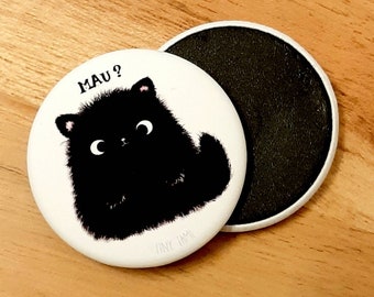 Kawaii Katzen Magnet, Kühlschrankmagnet, Kater Moo, Miau, Buttonmagnet