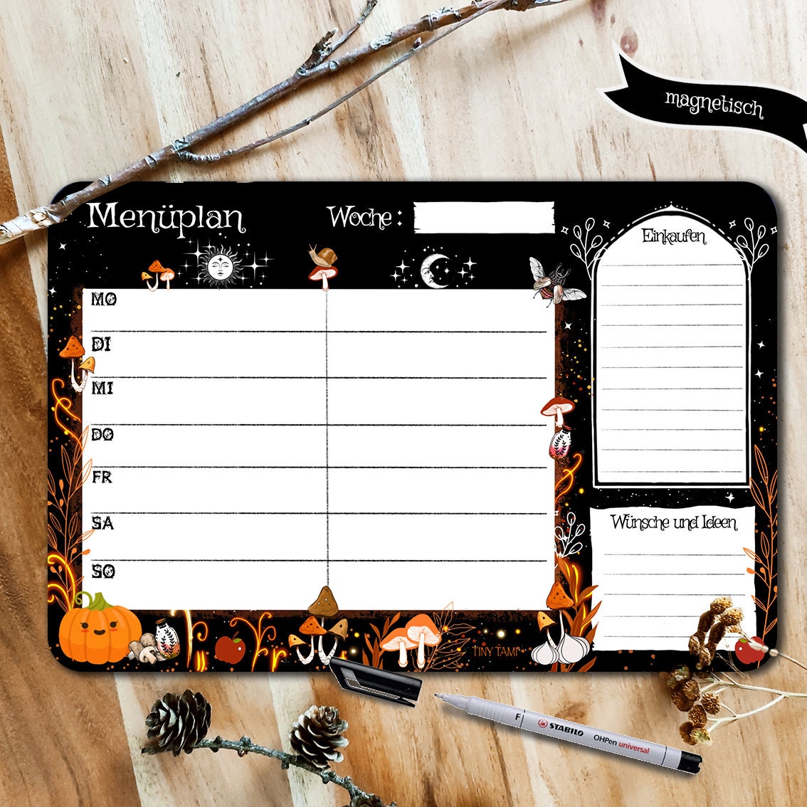 Witchy Menu Planner Whiteboard Magnetic Sign DIN A4 - Etsy