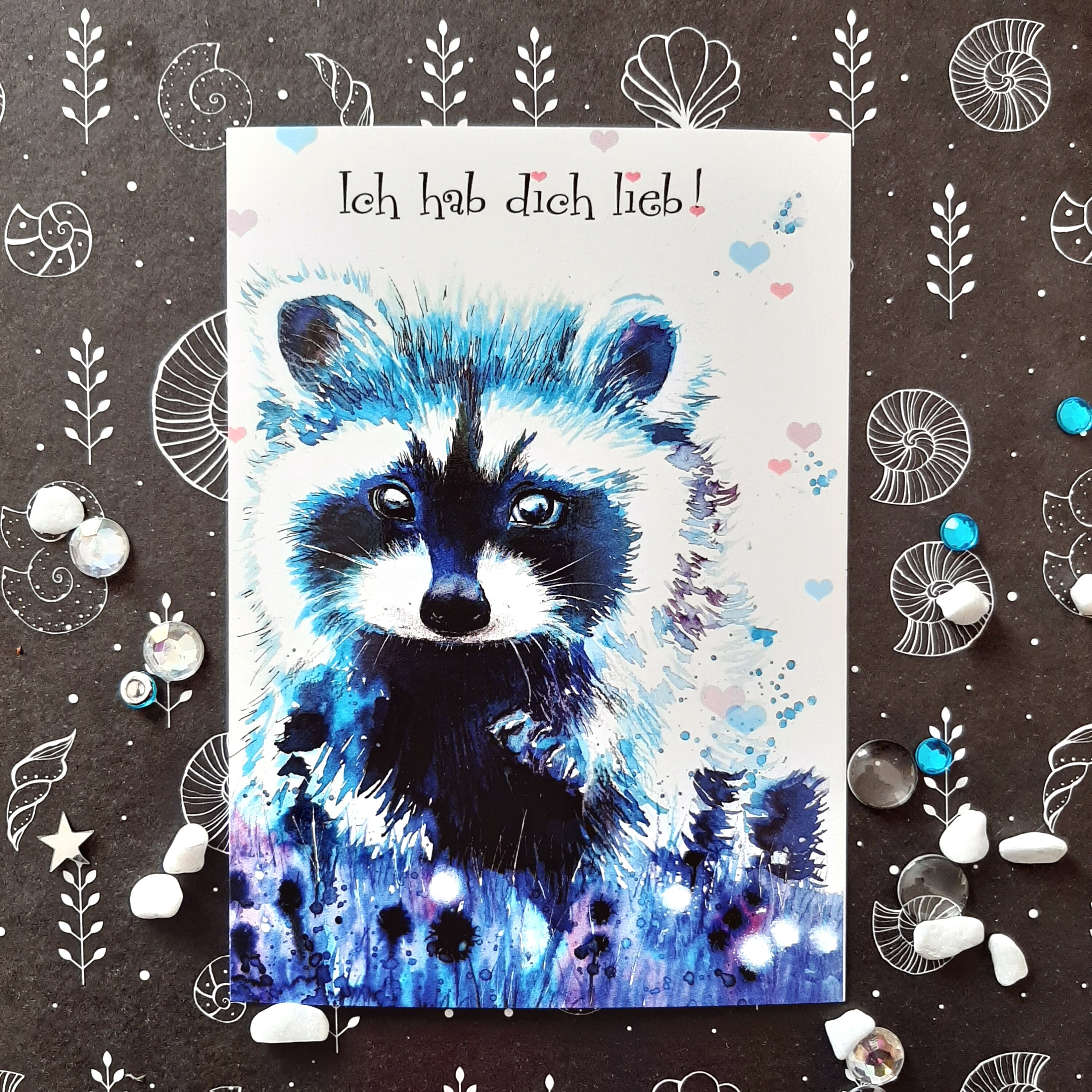 Raccoon Postcard I Love You Raccoon Valentine's Day - Etsy
