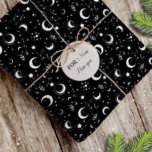 Carta da regalo gotica, 5 fogli regalo, lune e stelle, 42 cm x 60 cm