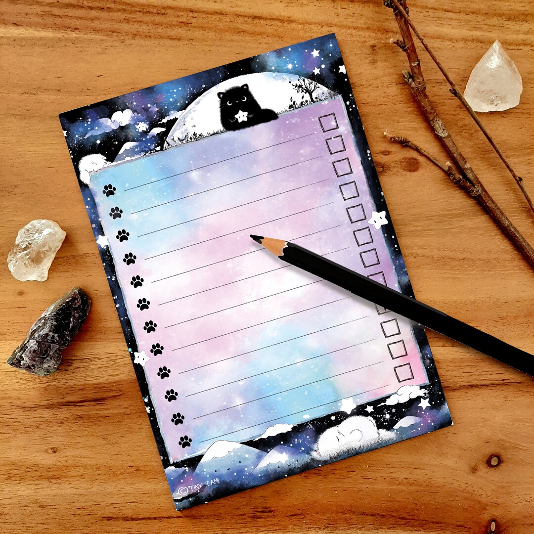Cat Notepad To-do List, 50 Sheets, Galaxy Valley, A6, Kater Moo ...