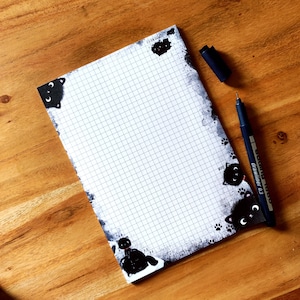 Blocco note A5 con gatti kawaii quadrato, 50 fogli, Moo, Moo, Moo
