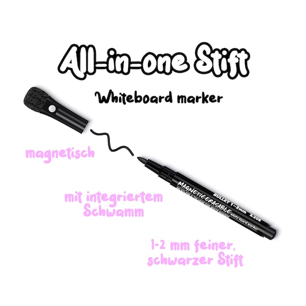 Whiteboard marker, all-in-one pen, 3 in 1 function, accessories for magnetic sign and magic sheets