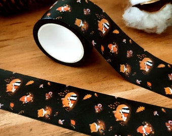 Cute Foxes Washi Tape, 3 cm X 5 or 10 m, Cute Fox Washi Tape, Adhesive Tape, Parcel Tape, Scrapbooking