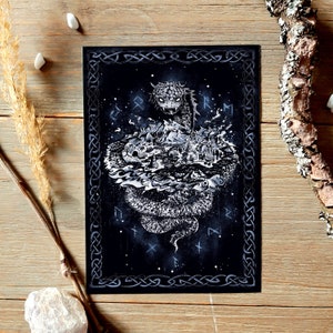 Viking Midgardschlange Postkarte, Jörmungandr, Wikinger Grußkarte, Vatertag, Odin, Runen