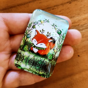 Süsser Fuchs Foksi Magnet, Glasmagnet, Coverminder für Diamondpainting, 5x 3.5 cm, Kühlschrankmagnet Bild 1