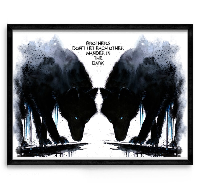 Watercolor Poster Print Blood Brothers Print Wolf Wolf Brothers Wolves Brothers Friends Saying
