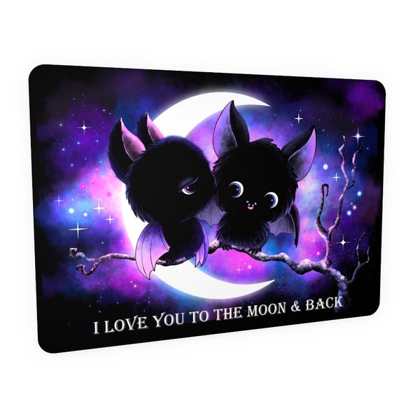 Fledermaus Liebe Postkarte, Love you to the moon and back, Valentinstag, Gothic