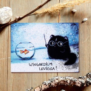 Katzen Postkarte, Kater Moo, Grußkarte, Gothic, Witchcraft, schwarze Katze