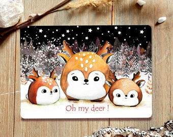 Christmas card with sweet deer, Oh my deer postcard, deer, Christmas, greeting card