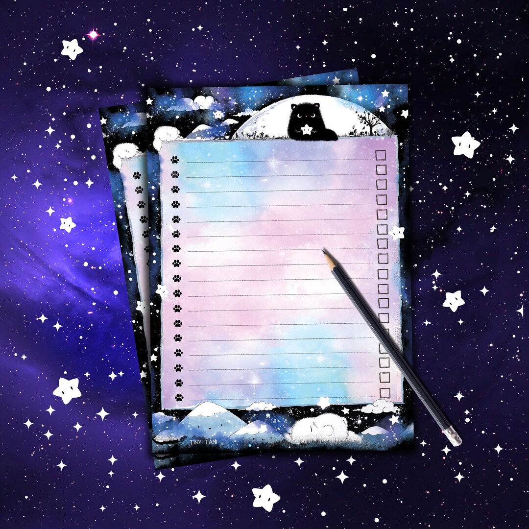 Cat-themed Notepad/to-do List, 50 Sheets, Galaxy Valley, A5, Moo the ...