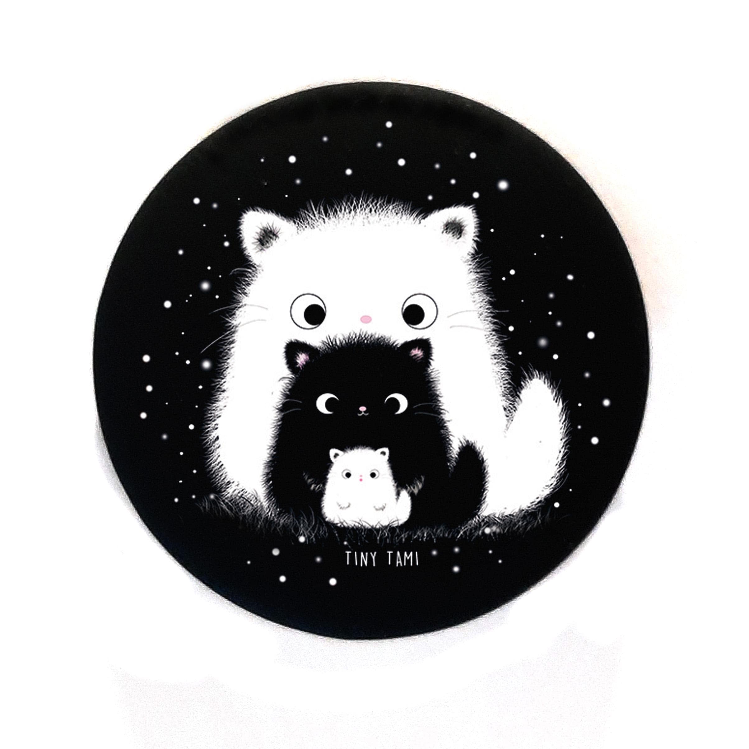 Cute Cat Button Family | Velvety soft | 37 mm pin with needle