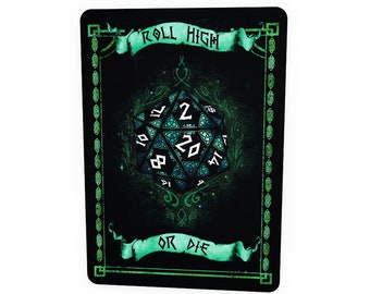 Cartolina di dadi Celtic W20 per giochi di ruolo, lancia alto o muori, gioco di ruolo, da tavolo, con scritta, giocatore da tavolo