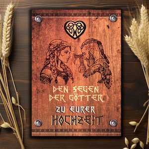 Viking Hochzeitskarte | Wikinger Glückwunschkarte zur Vermählung | Postkarte optional mit Kuvert