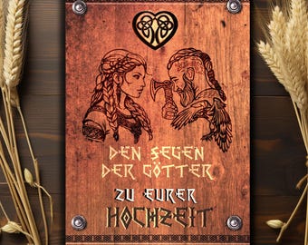 Tarjeta de boda vikinga | Tarjeta de felicitación de boda vikinga | Postal con sobre opcional