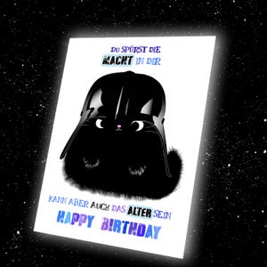 Lustige Geburtstagskarte mit Katze | Glückwunschkarte Darth Vader | Postkarte optional mit Kuvert