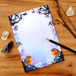 Blocco note LOVELY BIRDS, A5, vuoto, 50 fogli, pettirossi e cinciallegre