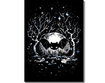 Bat Gothic postcard, greeting card, Dracula, vampire, moonchild, moon