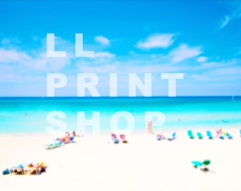 Beach Escape 2, home decor beach photography print in vibrant shades of blue