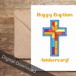 NUEVO - Tarjeta de aniversario de bautismo imprimible / Cree sus propias tarjetas en casa / Descarga instantánea / Tarjeta DIY / Descarga digital / Impresión en casa