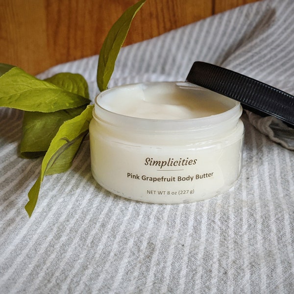 All Natural Pink Grapefruit Body Butter 8oz made with Coconut oil, Shea butter, Sweet Almond oil and Essential oils
