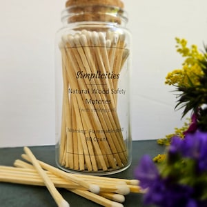 4" Long Wooden Safety Matches in Glass Jar with Cork Lid (80 count)
