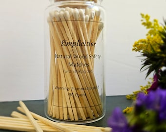 4" Long Wooden Safety Matches in Glass Jar with Cork Lid (80 count)
