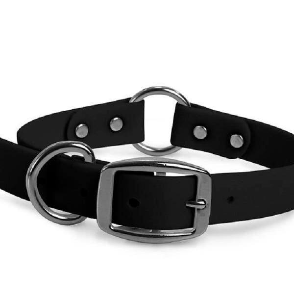 WearHard Dog Collar with Buckle - Waterproof Dog Collar - No Stink Dog Collar - Black - Center Ring - Odor Free - Easy to Clean - Flexible