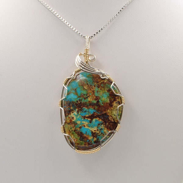 Large Evans Mine Turquoise Pendent - Blue, Green, Brown