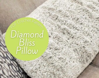 Diamond Bliss Pillow Easy Crochet Pattern Lion Brand Go for Faux Thick and Quick Bonus Bundle