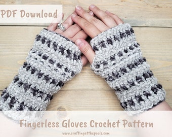 Fluffy Floves Fingerless Gloves Easy Crochet Pattern, Bernat Velvet yarn
