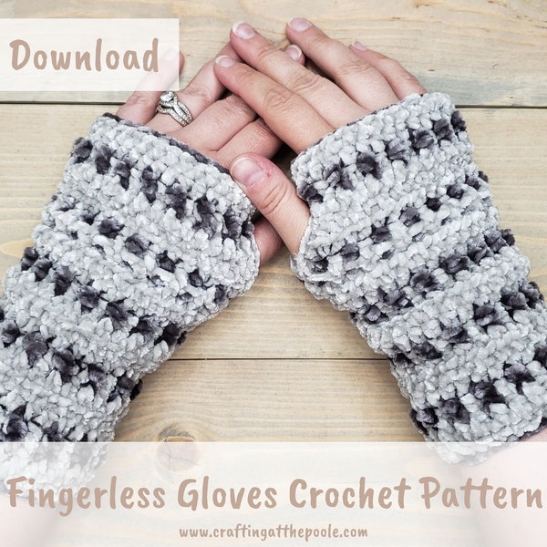 Fluffy Floves Fingerless Gloves Easy Crochet Pattern, Bernat Velvet yarn