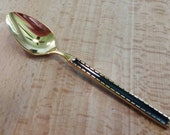 Vintage mid century Gold plated demitasse espresso spoon vintage geometric design tea spoon small