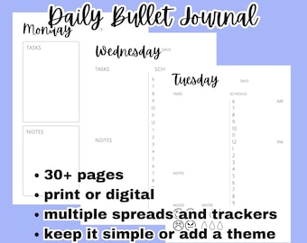 Daily Planner Pack | Daily Trackers and Planners | Undated Planner, Journal, Bujo, Todo, List,